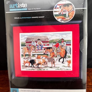 Counted Cross Stitch Kit by Artiste “Back At The Ranch” Finished 14”x10.625”