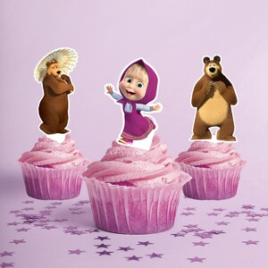 Masha And The Bear Cake Topper Masha Birthday Party Name Etsy