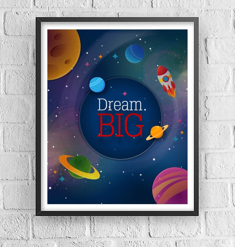 Space Rocket Dream Big space wall art little explorer Etsy