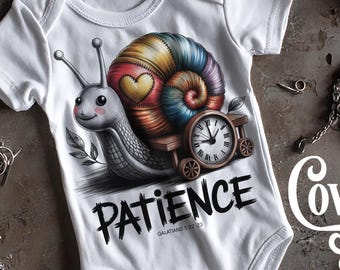 Patience Snail Baby PNG: Fruits of the Spirit, Punk Christian Gift