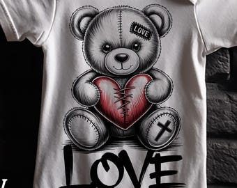 Christian Punk Teddy Bear Design Bundle : Front and Back PNG Files - Instant Download