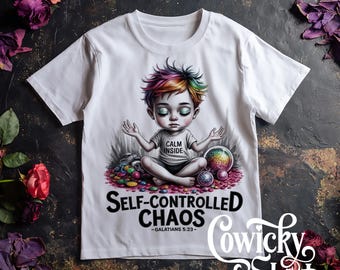 Self-Control Punk Dragon Shirt Desing - Christian Kids Digital PNG