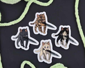 Knife Cat Vinyl Sticker