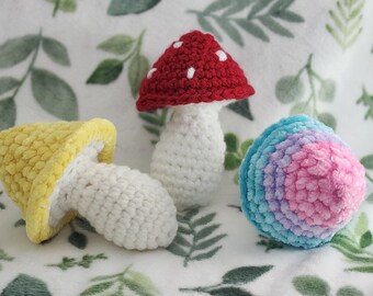 Crochet Mushroom Plushie, Handmade Amigurumi Toadstool, Red Mushroom Desk Decor, Cute Stuffed Toy Gift, Made to Order Cottagecore Plush