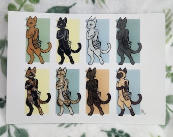 Shopping Cats Print + Shopping Cat Sticker of Choice