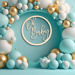 Oh Baby Hoop Wood Sigh, Oh Baby Sign, Baby Shower Decor, Modern Baby Shower, Baby Announcement, Oh Baby Wooden, Oh Baby Sign Circle, Oh Baby