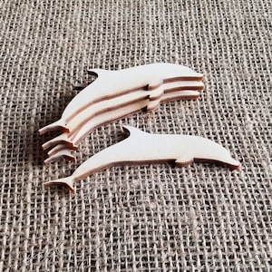 10 pcs Dauphin en bois, Dauphins découpés, Dauphins à découper, Dauphins pour travaux manuels, Décoration dauphins, Décoration créature marine, Animaux en bois découpés