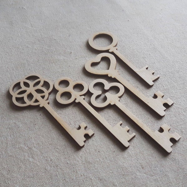 Wooden Skeleton Key Etsy