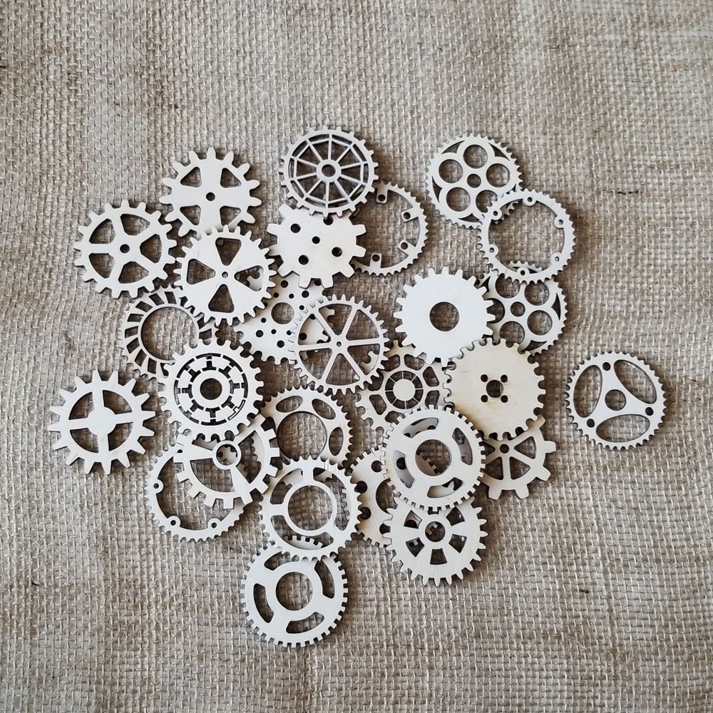 25pcs Wooden Gears Steampunk Decor Wood Gears Steampunk Etsy