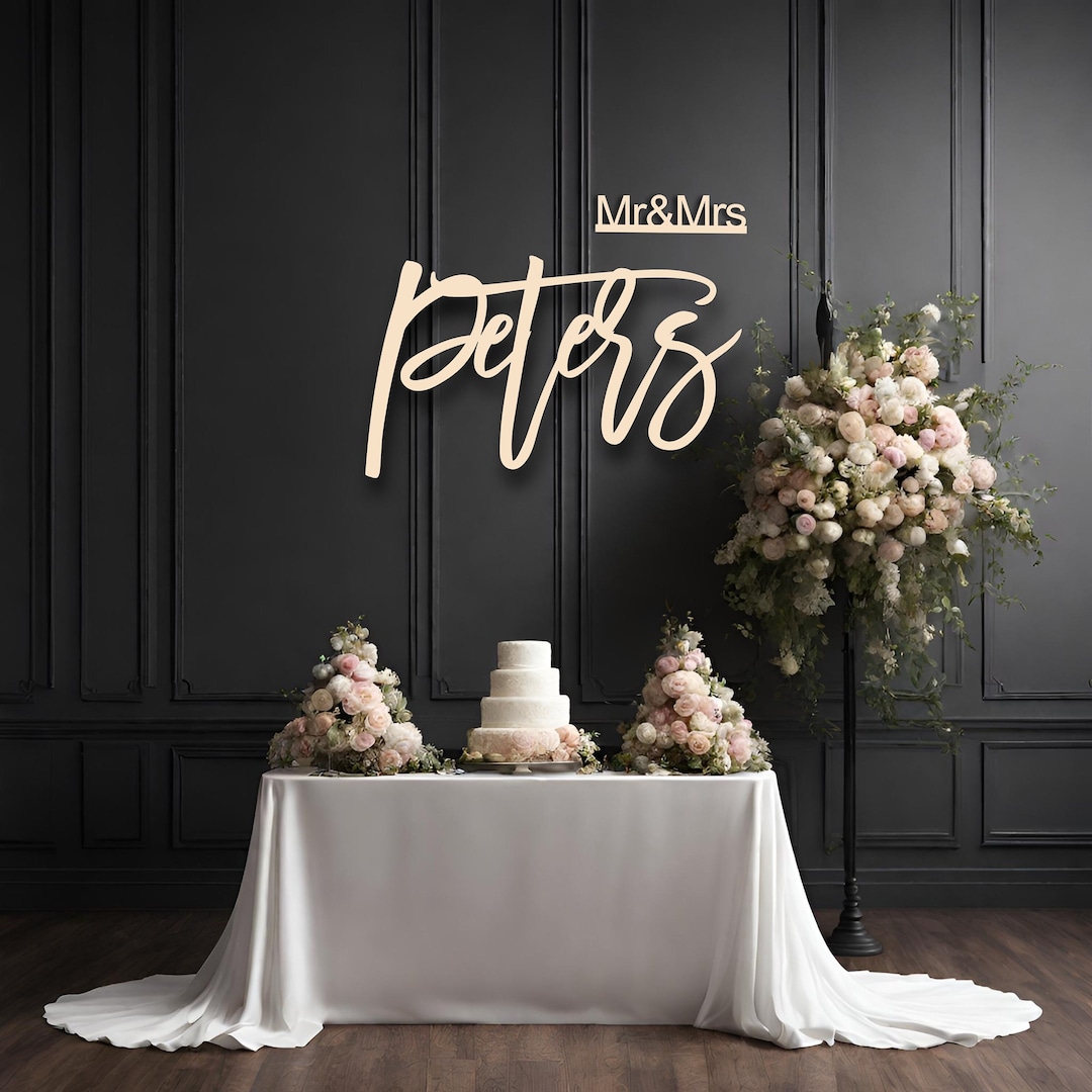 Mr and Mrs Wedding Backdrop Sign, Custom Lastname, Family Name Sign ...