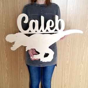 Dino Name Sign, Personalized Name Sign, Boys Name Sign, Nursery Sign, Dinosaur Name Sign, Dinosaur Decor, Custom Name Sign, Wood Name Sign