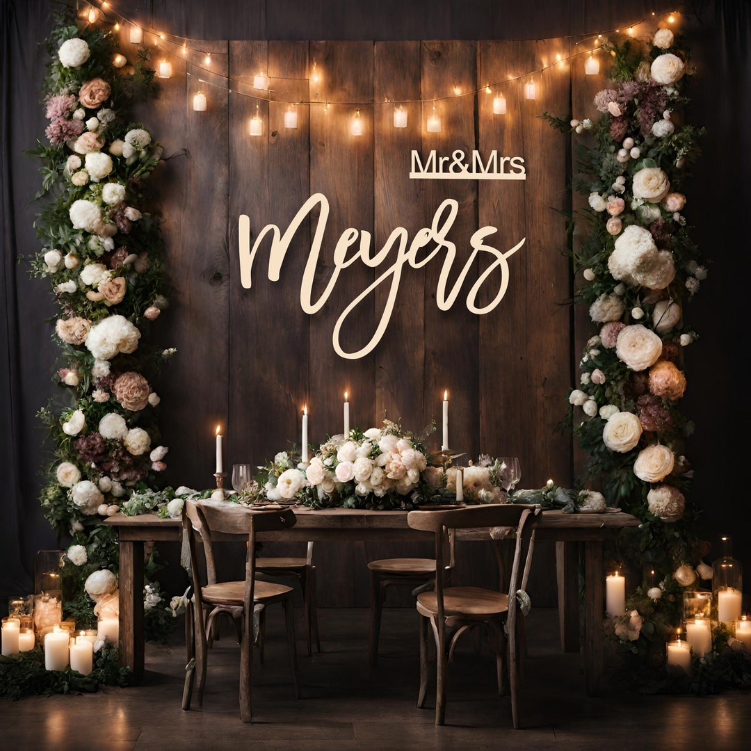 Mr and Mrs Wedding Backdrop Sign, Custom Lastname, Family Name Sign ...