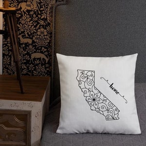 California Map Throw Pillow Home State Gift