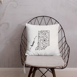 Indiana Mandala Map Throw Pillow Home State Decor Gift