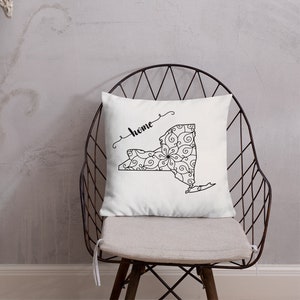 New York Map Throw Pillow Home State Gift