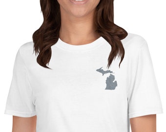 Michigan Shirt Home State Embroidered Map