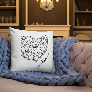 Ohio Mandala Map Throw Pillow Home State Decor Gift