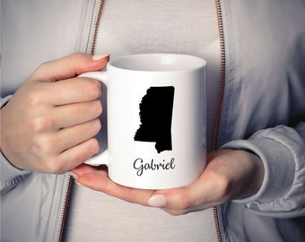 Mapa do estado de viagem para presente em movimento de adoção de caneca do Mississippi