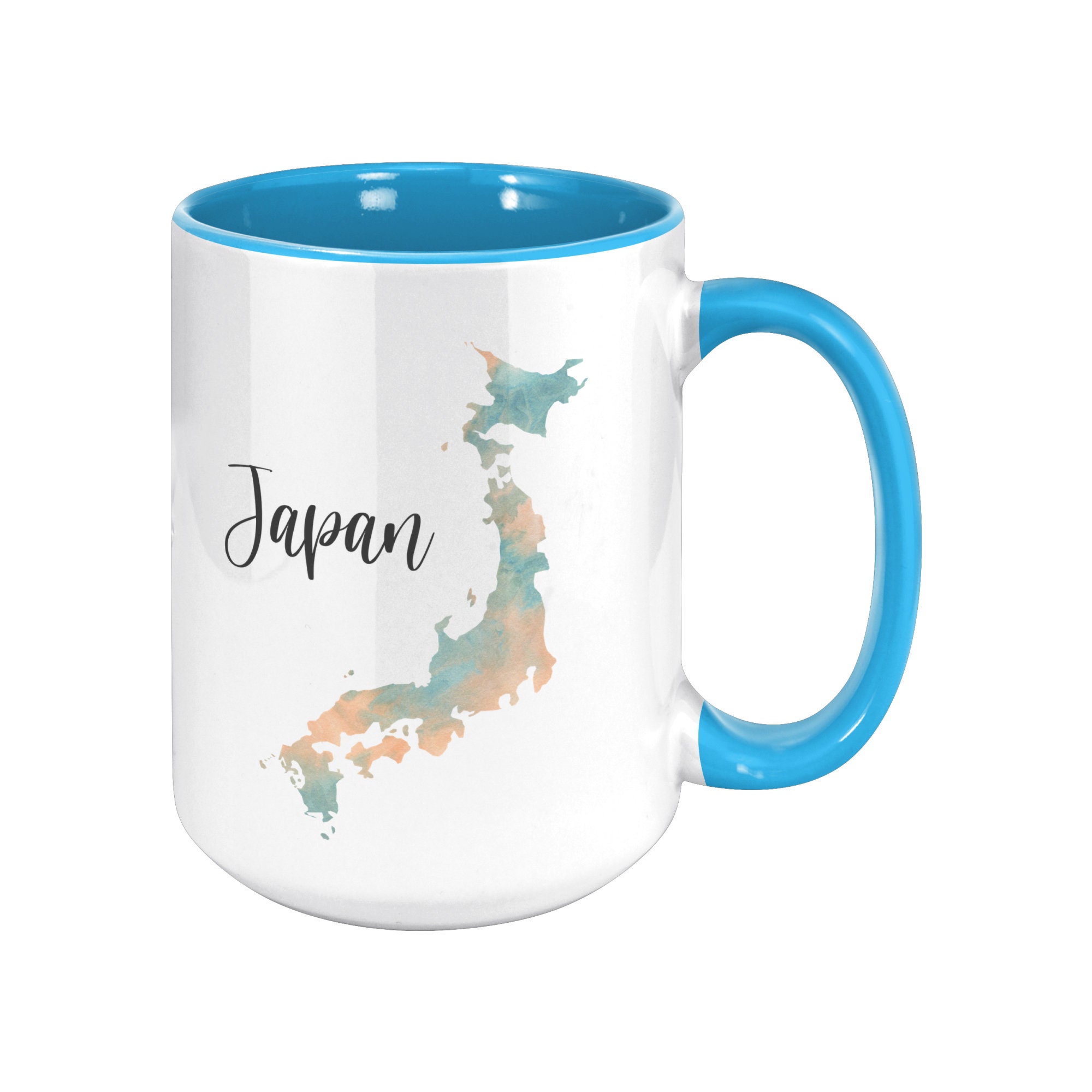 Japan Map 15oz Coffee Mug | Watercolor Map Accent Mug - Etsy