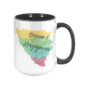 Bosnia and Herzegovina Map 15oz Coffee Mug | Watercolor Map Accent Mug