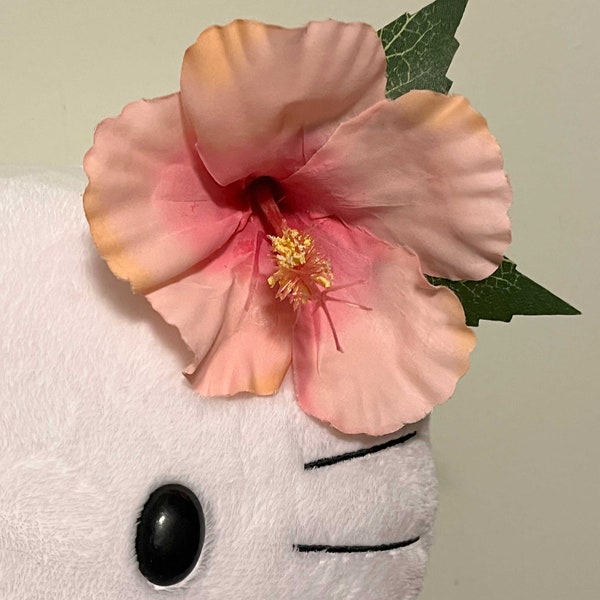 Hello OOAk Bear Kitty doll replacement flower hibiscus Coral accessory