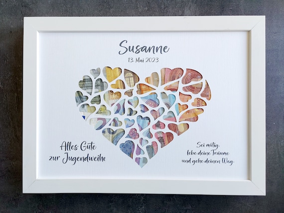 Geldgeschenk Jugendweihe Konfirmation personalisiert, Jugendweihe Karte, Jugendweihe Geschenk Mädchen, Geschenk Geld für Bilderrahmen