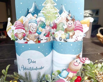 Calendario de Adviento Duplo con 40 banderolas, Navidad, Calendario de Adviento DIY, Calendario de Adviento DIY Duplo Banderolas Duplo
