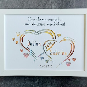 Geldgeschenk Hochzeit personalisiert, Hochzeitskarte, Geld für Bilderrahmen personalisierbar, Hochzeit Karte