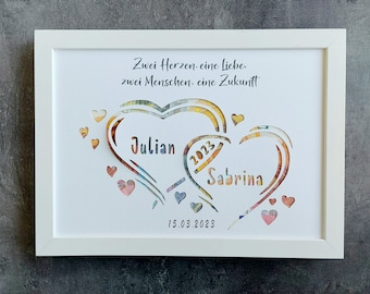 Money gift wedding personalized, wedding card, money for picture frame customizable, wedding card