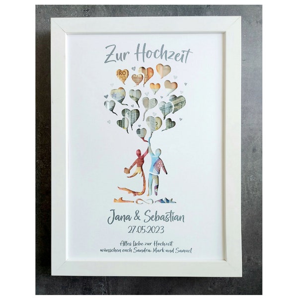 Hochzeit Geschenk für Bilderrahmen, Hochzeit personalisiertes Geschenk, Geldgeschenk Hochzeit,  Hochzeitskarte, Hochzeit Karte Geld