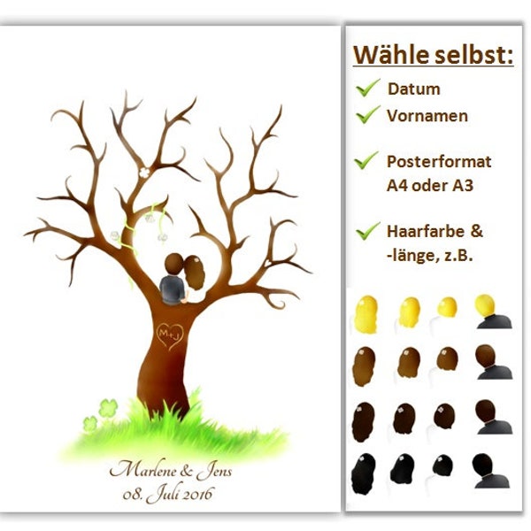 Wedding Tree, Hochzeitsgeschenk, Fingerabdruckbaum, Hochzeitsbaum, Weddingtree