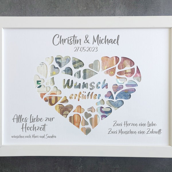 Hochzeit Geldgeschenk, Geldgeschenk zur Hochzeit personalisiert, Geschenk Geld für Bilderrahmen personalisiertes Geschenk Hochzeit Geld