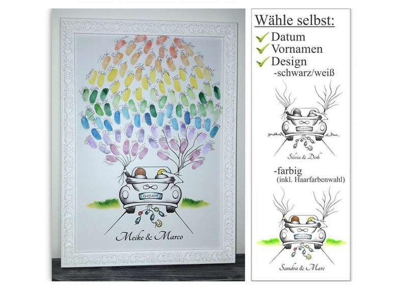 Wedding Tree Auto, personalisiertes Hochzeitsgeschenk, Gästebuch Hochzeit Bild 1