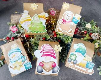 Adventskalender zum Befüllen mit 24 Tüten, DIY Adventskalender Wichtel, Weihnachtskalender Set zum Basteln und Befüllen für Kinder, Kalender