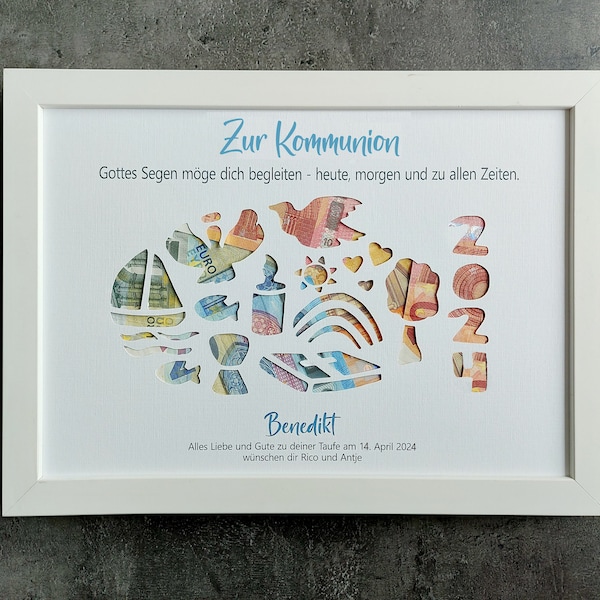 Geldgeschenk Konfirmation, Kommunion Geldgeschenk, Geschenk Konfirmation Geld Fisch personalisiert