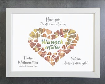 Weihnachten Geschenk, Geld Weihnachtskarte personalisiert, Geldgeschenk, Herz Geschenk für Bilderrahmen