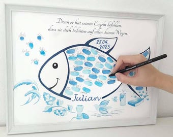 Communion gift fish, gift for First Communion, Confirmation, or Baptism, personalized, Communion present, Communion fish, Baptism guest book