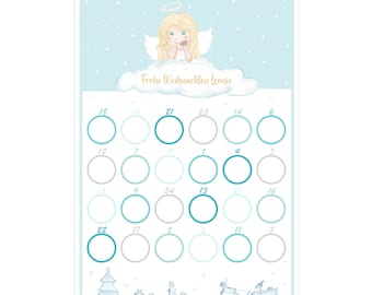 Adventskalender zum Rubbeln, Rubbeladventskalender, personalisierter Weihnachtskalender, Rubbelkalender Engel