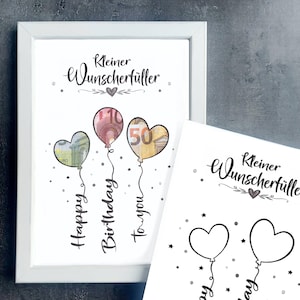 Money gift birthday, wish fulfillment gift, last minute gift for birthday PDF, download, gift, birthday gift money