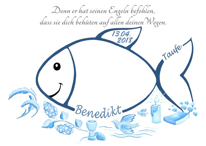 Taufe Fisch Geschenk, Fingeradruck Fisch Gästebuch, Taufe Geschenk Junge, Taufe Geschenke, Taufe Deko, Taufe Gästebuch