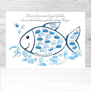 Communion gift fish, gift for communion confirmation, communion gift personalized, guest book fingerprint fish boy