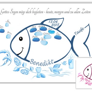 Baptism gift fish, personalized gift for baptism, fingerprint fish baptism, baptism gift, baptism guest book baptism fish