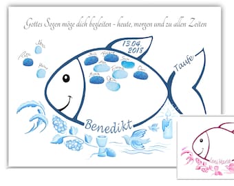 Baptism fish gift, baptism personalized gift, baptism decoration, baptism fish, baptism fingerprint