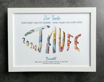 Regalo de bautizo personalizado con nombre, regalo de bautizo con pez, tarjeta de bautizo, presente de bautizo, regalo de bautizo para niña o niño, regalo de bautizo