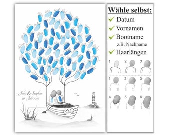 Arbre à empreintes digitales, arbre de mariage, cadeaux mariage maritim