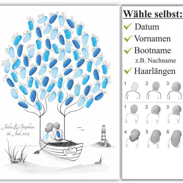 Fingerabdruckbaum, Weddingtree, Geschenke Hochzeit maritim