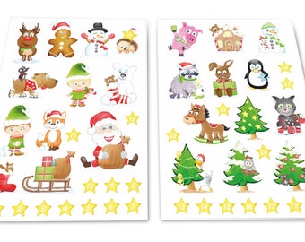 Weihnachtsaufkleber für Papiertüten, Adventskalender Aufkleber, Geschenkaufkleber Weihnachten