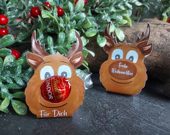 Elch Rocher Lindt Lindor, Elch personalisierte Weihnachtsdekoration, Tischdeko Elch Weihnachten Rentier Weihnachtsgeschenk Schokoladenhalter