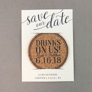 Save the Date Coasters, Free Drinks Save the Date, Unique Save the Date, Wedding Save the Date Coaster, Free Drinks Save the Date