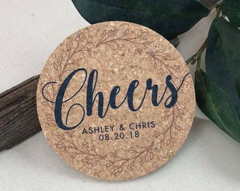 Wedding Coaster Favors, Cheers Wedding Favors, Personalized Cork Coasters, Wedding Favor Coasters Personalized, Rustic Wedding Coasters